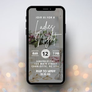 Ladies Night Digital Invitation | Editable Canva Template | Champagne Night Invite | Girls Night Evite Digital Invite | Digital Download