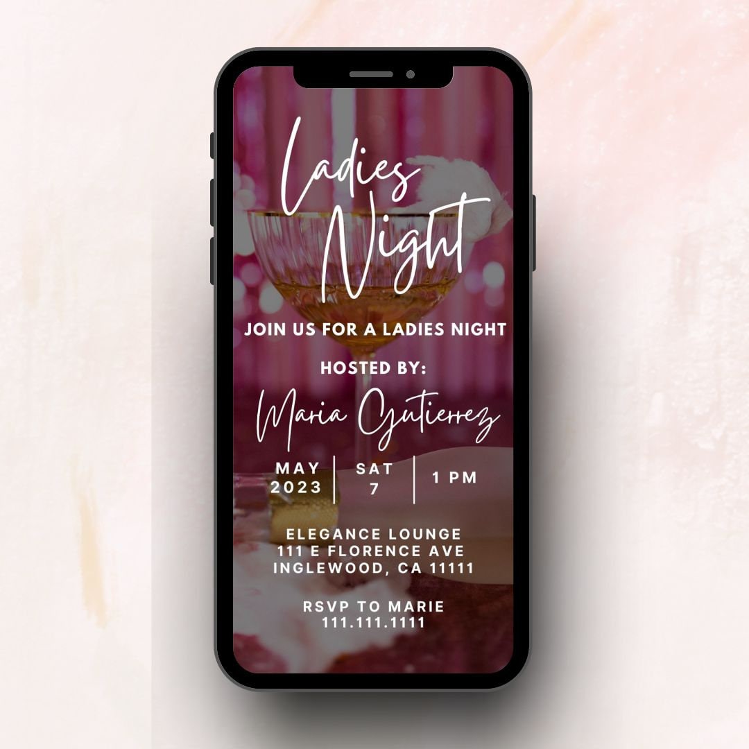 Ladies Night Digital Invitation | Editable Canva Template | Instant ...