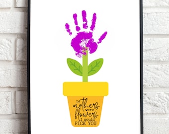 Día de la Madre Handprint Art Regalo para mamá Regalo para la abuela Día de la Madre DIY Kid Craft Handprint Flower Baby Keepsake Craft Día de San Valentín