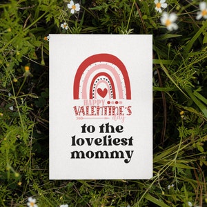 Carte de Saint Valentin imprimable pour maman | Téléchargement instantané | Carte arc-en-ciel | Carte pour elle | Carte de Saint Valentin heureuse | Carte mère mignonne