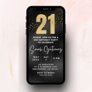 21st Birthday Party Digital Invitation | Editable Canva Template | Instant Download | Dinner Party Invite | Twenty One Birthday Evite