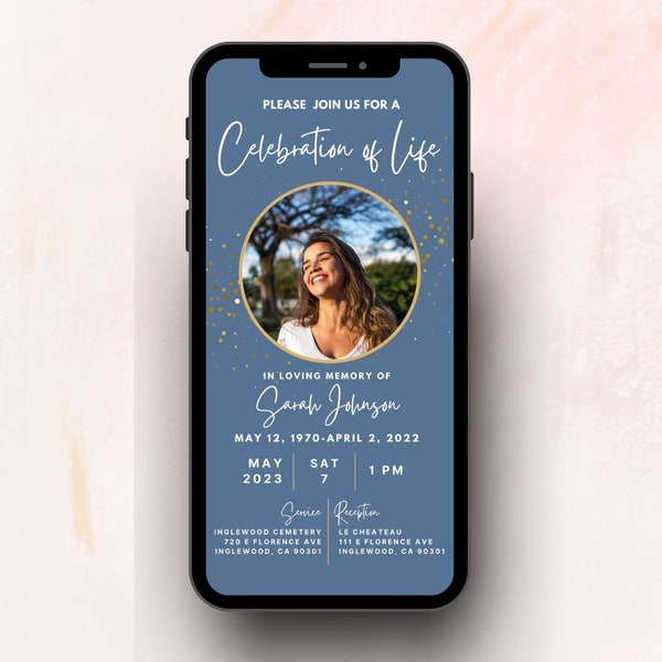 Memorial Invitation | Electronic Celebration of Life | Funeral E-vite | Editable Digital Invitation Template | Instant Download | DIY Invite