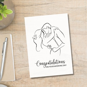 Parabéns imprimíveis em seu cartão do dia do casamento | Parabéns Cartão Comemorativo | Cartão de casamento | linha arte cartão comemorativo | Cartão de casal