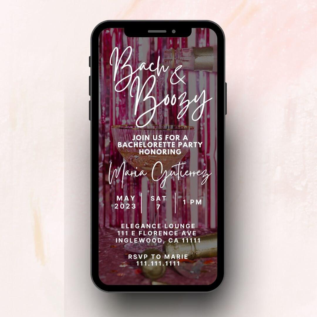 Bachelorette Party Digital Invitation Canva Editable Template Bach