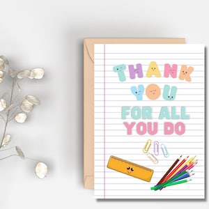 Carta di ringraziamento stampabile per tutto quello che fai / Download istantaneo / Carta di apprezzamento per l'insegnante / Regalo per l'insegnante / Grazie per tutto / Miglior insegnante