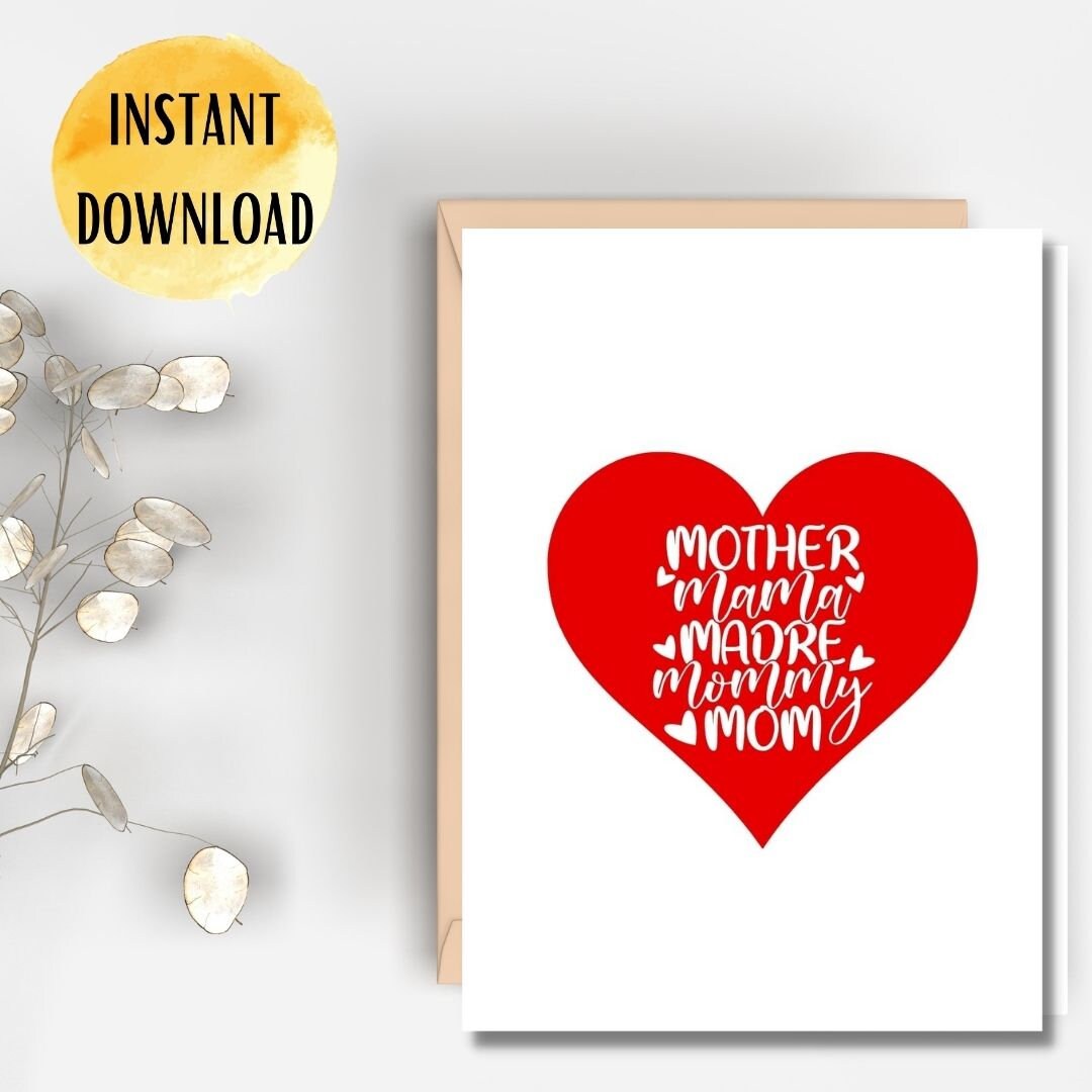 Printable Mother Mama Madre Mommy Mom Card Instant Download Happy ...