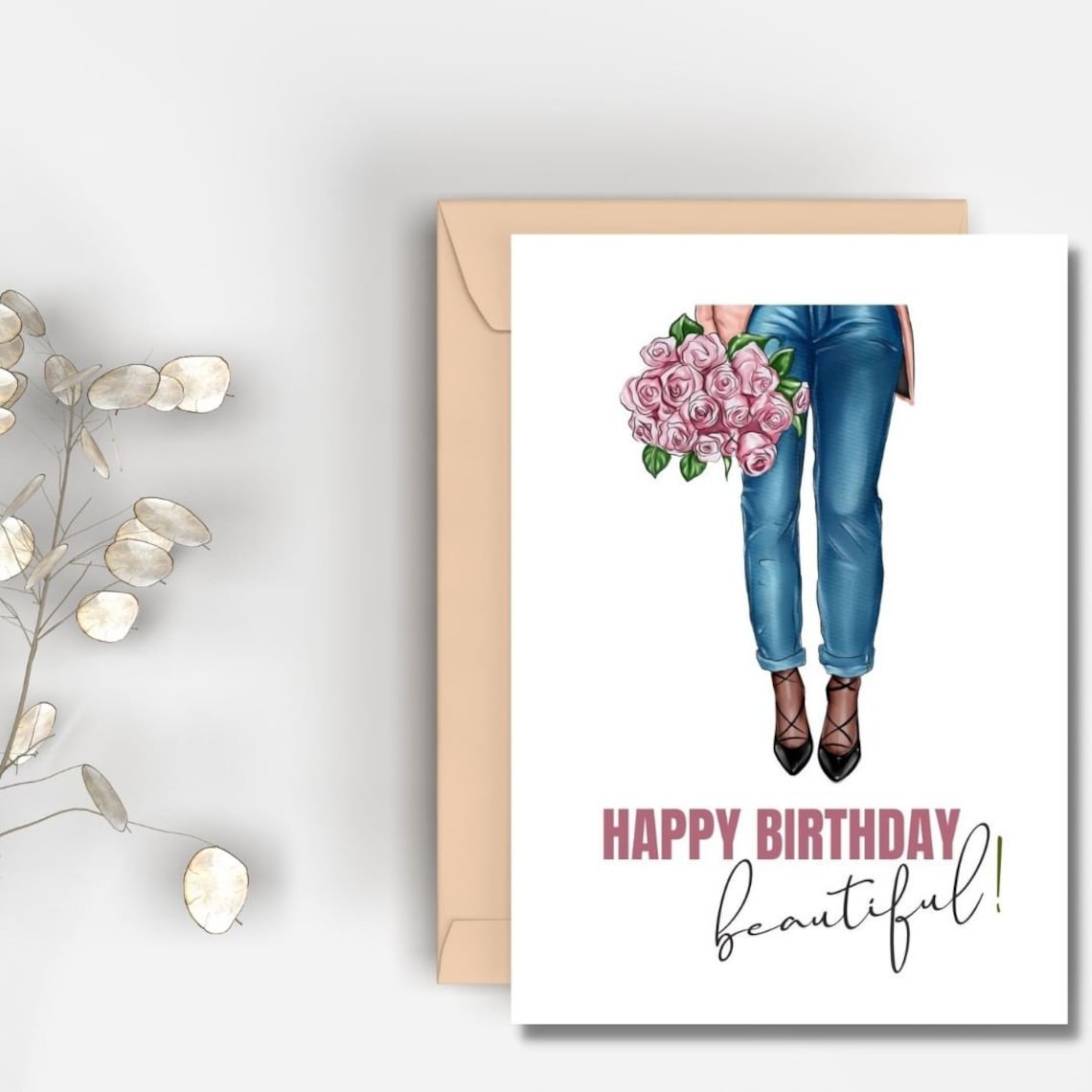 Printable Happy Birthday Beautiful Card | Instant Download | Jeans ...