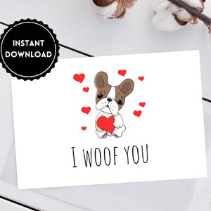 I Woof You Card Descarga instantánea Tarjeta de San Valentín Tarjeta de perro Descarga digital 5x7 plegado I Love You Tarjeta Tarjeta de aniversario Tarjeta de amor imprimible