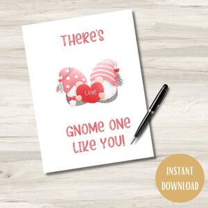 There's Gnome One Like You Card Instant Download Funny Love Card Digital Download Valentine Card Anniversary Couples Card Printable