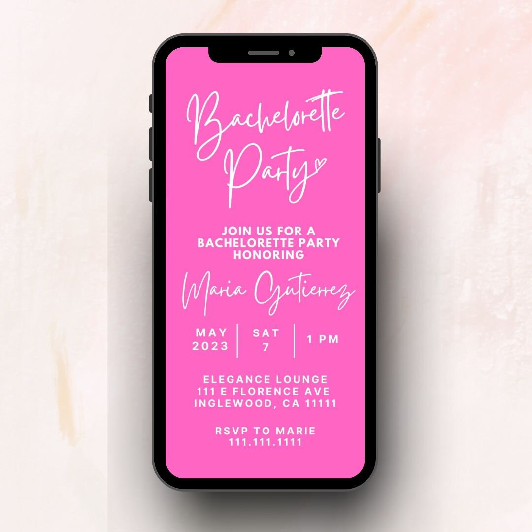 Bachelorette Party Digital Invitation Canva Editable Template