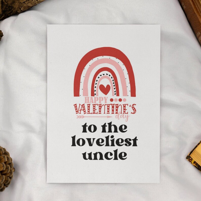 Printable Valentine's Card for Uncle Instant Download Rainbow Card Card for Him Happy Valentine