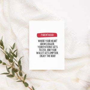 Printable Parenthood Card | Pregnancy Card | Funny Congratulations Card | New Baby Card | Baby Shower Greeting Card | Sarcastic Baby