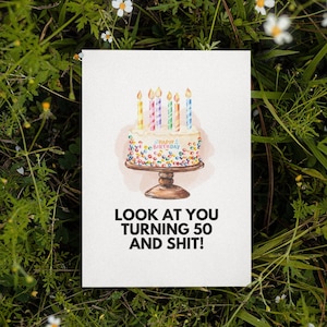 Druckbare Karte zum 50. Geburtstag | Sofort Download | Lustige Geburtstagskarte | Geburtstagskarte für Sie | Geburtstagskarte Für Ihn | Sarkastischer Geburtstag