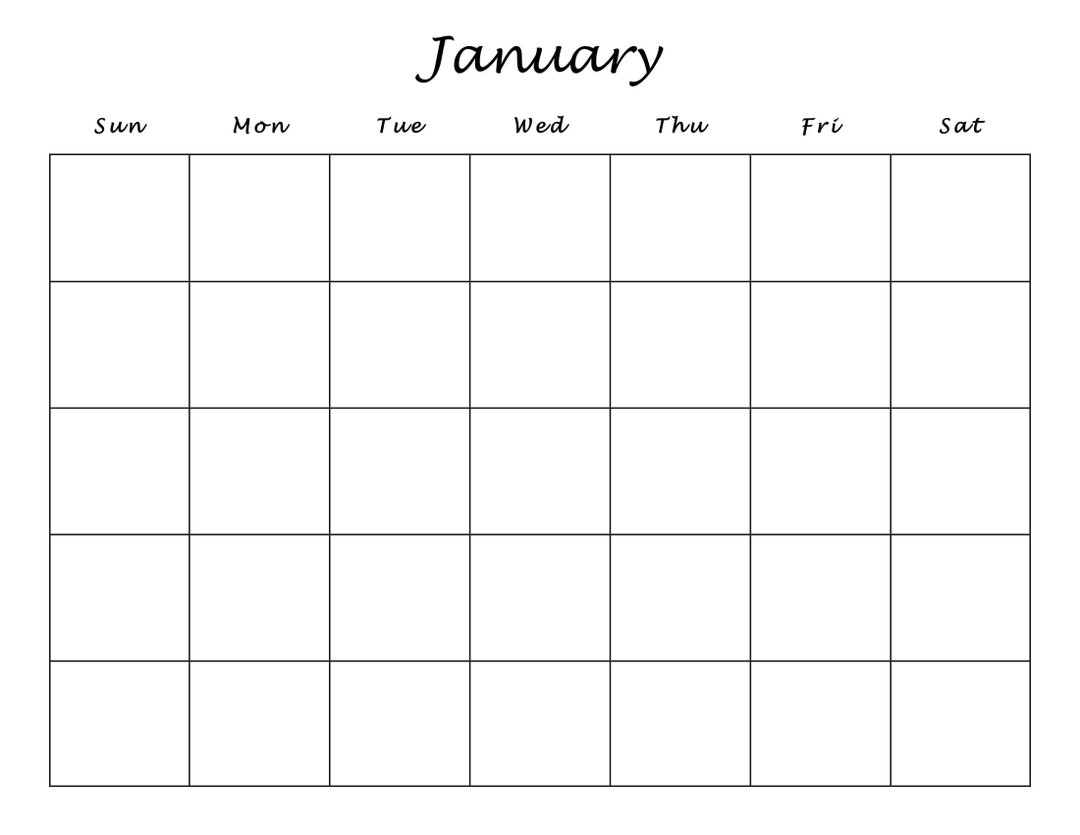 Printable Digital Download Minimalistic Blank Calendar | Modern, Simple ...