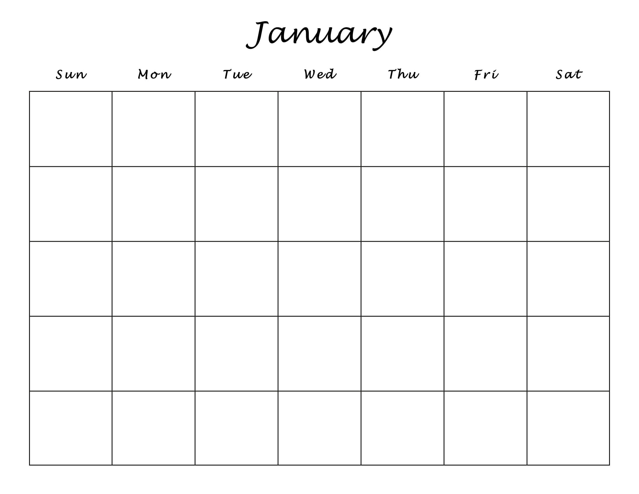 Printable Digital Download Minimalistic Blank Calendar | Modern, Simple ...