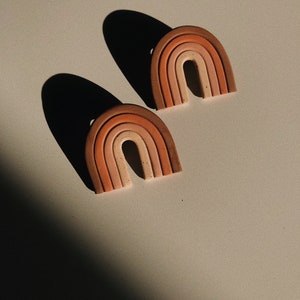 Neutral Rainbow Studs | Earthy | Desert | Polymer Clay Earrings | Statement Earrings | Oversized Studs | Retro