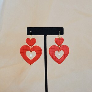 Gridlock Heart Dangles | Valentine’s Day | Freshwater Pearls | Statement Earrings | Love