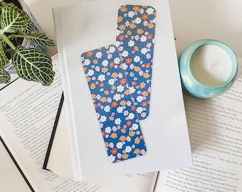 Bookmark | Laminated | Illustrated Bookmarks | Handmade Bookmarks | Reader Gift | Teacher Gift | Blue Floral | Ditsy Floral | Summer Theme