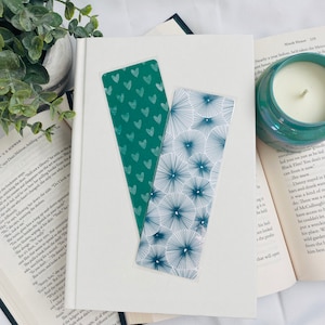 Bookmark | Laminated | Illustrated Bookmarks | Handmade Bookmarks | Bookworm Gift | Reader Gift | Teacher Gift | Simple | Modern | Blue