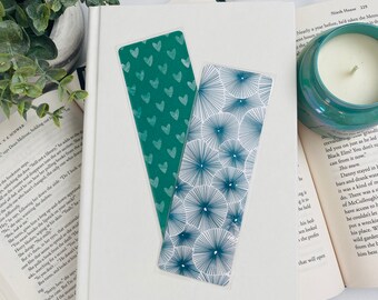 Blue Fan - Laminated Bookmark | Illustrated Bookmarks | Handmade Bookmarks | Bookworm Gift | Reader Gift | Teacher Gift | Bold Print