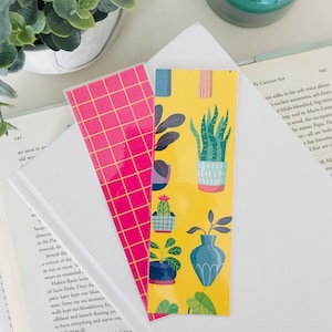 Bookmark | Laminated | Illustrated Bookmarks | Handmade Bookmarks | Bookworm Gift | Reader Gift | Teacher Gift | Plant Print | Bold Print