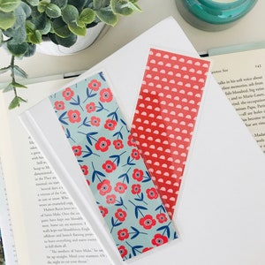 Bookmark | Laminated | Illustrated Bookmarks | Handmade Bookmarks | Reader Gift | Teacher Gift | Floral Print | Poppy Print | Retro Print
