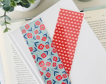 Bookmark | Laminated | Illustrated Bookmarks | Handmade Bookmarks | Reader Gift | Teacher Gift | Floral Print | Poppy Print | Retro Print