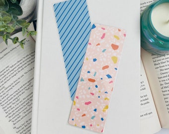 Bookmark | Laminated | Illustrated Bookmarks | Handmade Bookmark | Bookworm Gift | Reader Gift | Teacher Gift | Bright | Mosaic | Terrazzo