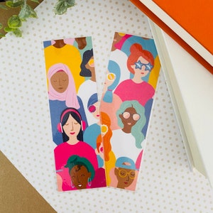 Bookmark | Laminated | Illustrated Bookmarks | Handmade Bookmarks | Bookworm Gift | Reader Gift | Teacher Gift | Feminist Print | Girl Gang