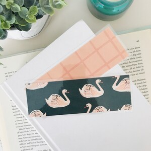 Bookmark | Laminated | Illustrated Bookmarks | Handmade Bookmarks | Bookworm Gift | Reader Gift | Teacher Gift | Animal Print | Swan Print