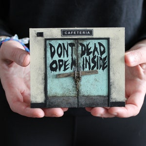 The Walking Dead Door Handcrafted Miniature | Walkers | Zombie Apocalypse | 3 Dimensional Art | Scale Model Replica | Shadow Box Framed Art