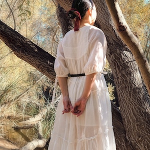 Sheer Ramie Milkmaid Dress - Puff Sleeve Peasant Chemise Underdress in Natural White, XS to Plus Size