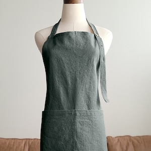 Linen Farmhouse Bib Apron with pockets, adjustable Kitchen Aprons for Women