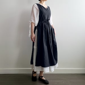 Ramie Milkmaid Dress Puff Sleeve Sheer Peasant Dress, Chemise style Underdress, Natural White image 10