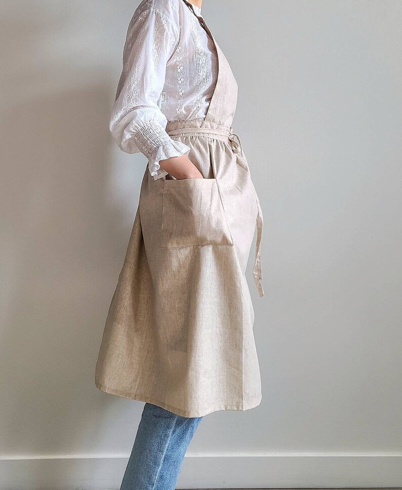 Linen Pinafore Apron Dress Waterproof Aprons for Women Etsy UK