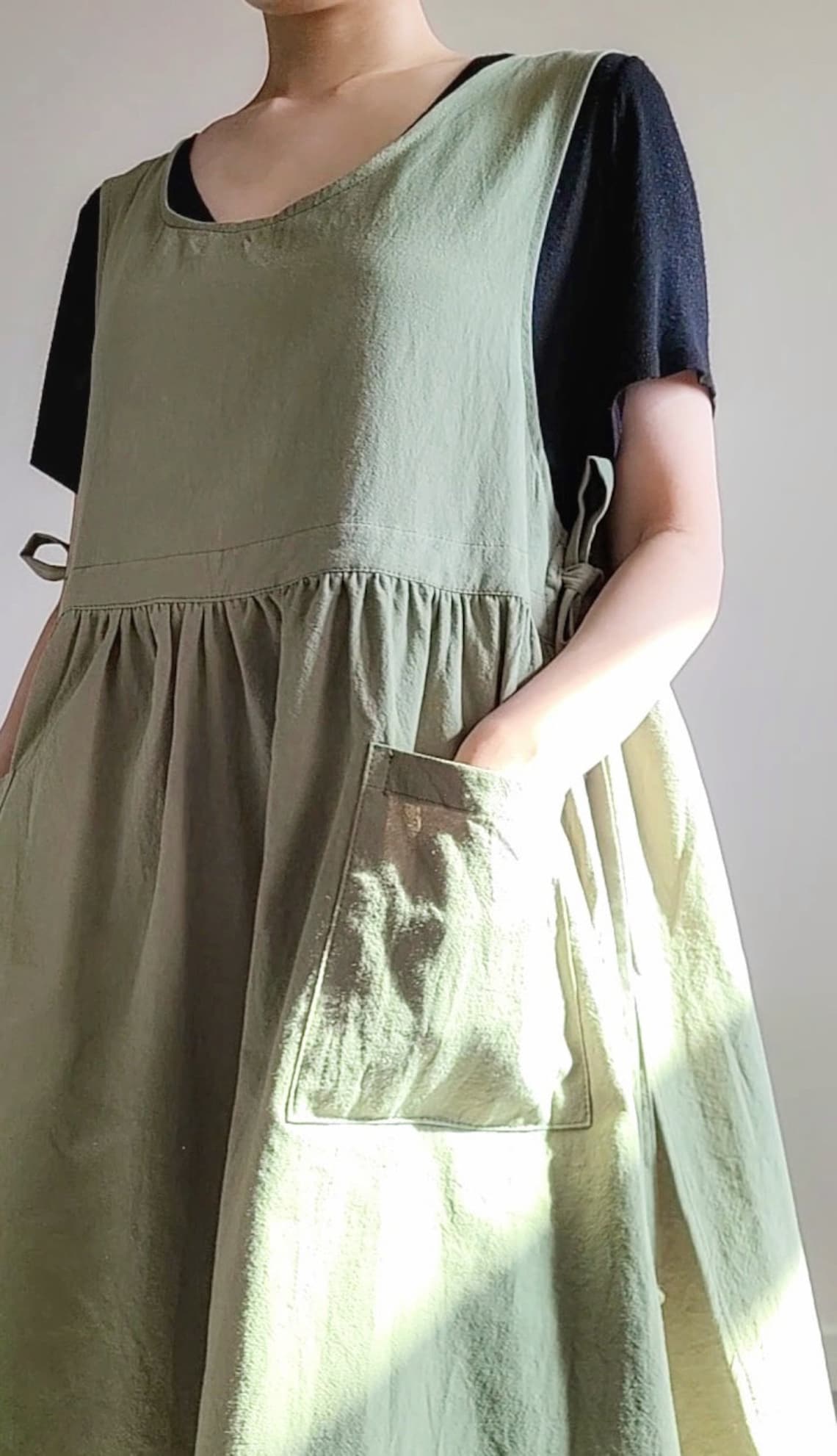 5 Colors Plus Size Kitchen Apron With Pockets Vintage Style Etsy