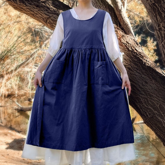 Kitchen Apron for Women: Japanese Pinafore With Pockets, 100