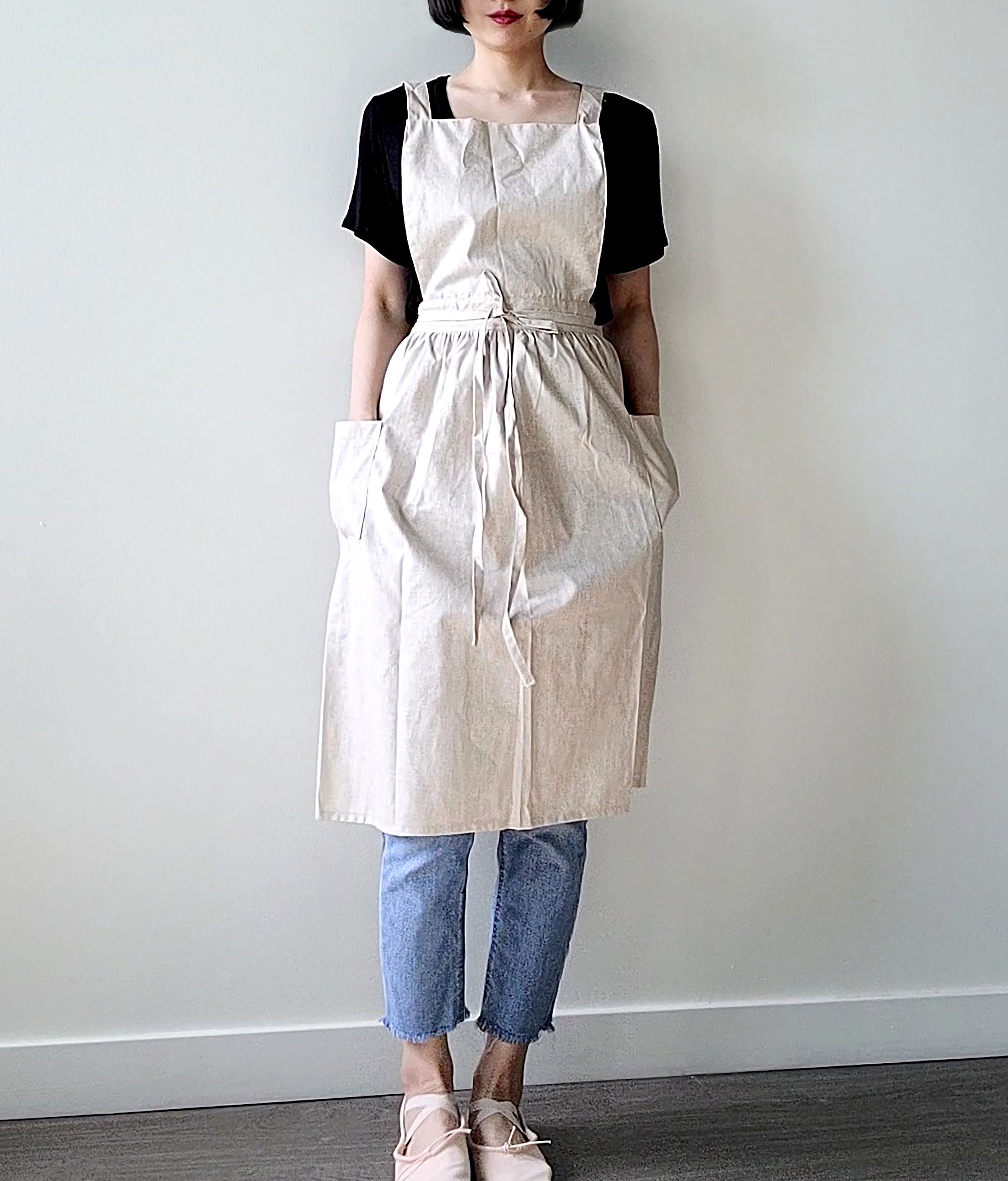 Linen Pinafore Apron dress Waterproof Aprons for women Etsy