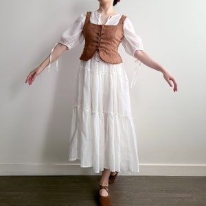 Ramie Milkmaid Dress Puff Sleeve Sheer Peasant Dress, Chemise style Underdress, Natural White image 3