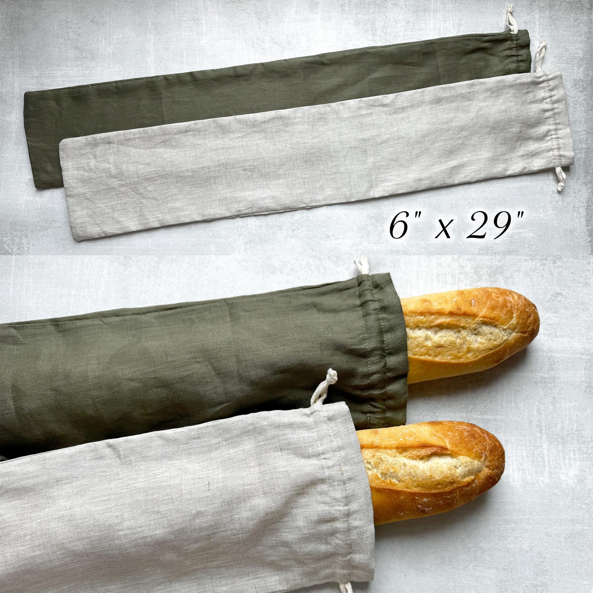 Linen Bread Bag: Reusable Pouch for Sourdough, Baguette, Artisan Loaf ...