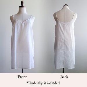Ramie Milkmaid Dress Puff Sleeve Sheer Peasant Dress, Chemise style Underdress, Natural White image 6