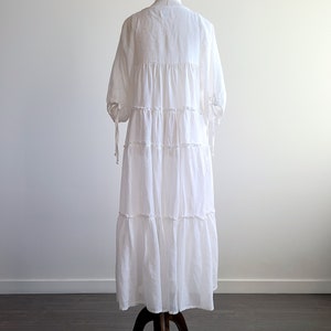 Ramie Milkmaid Dress Puff Sleeve Sheer Peasant Dress, Chemise style Underdress, Natural White image 5