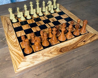 Plastic Wood Look Chess Pieces