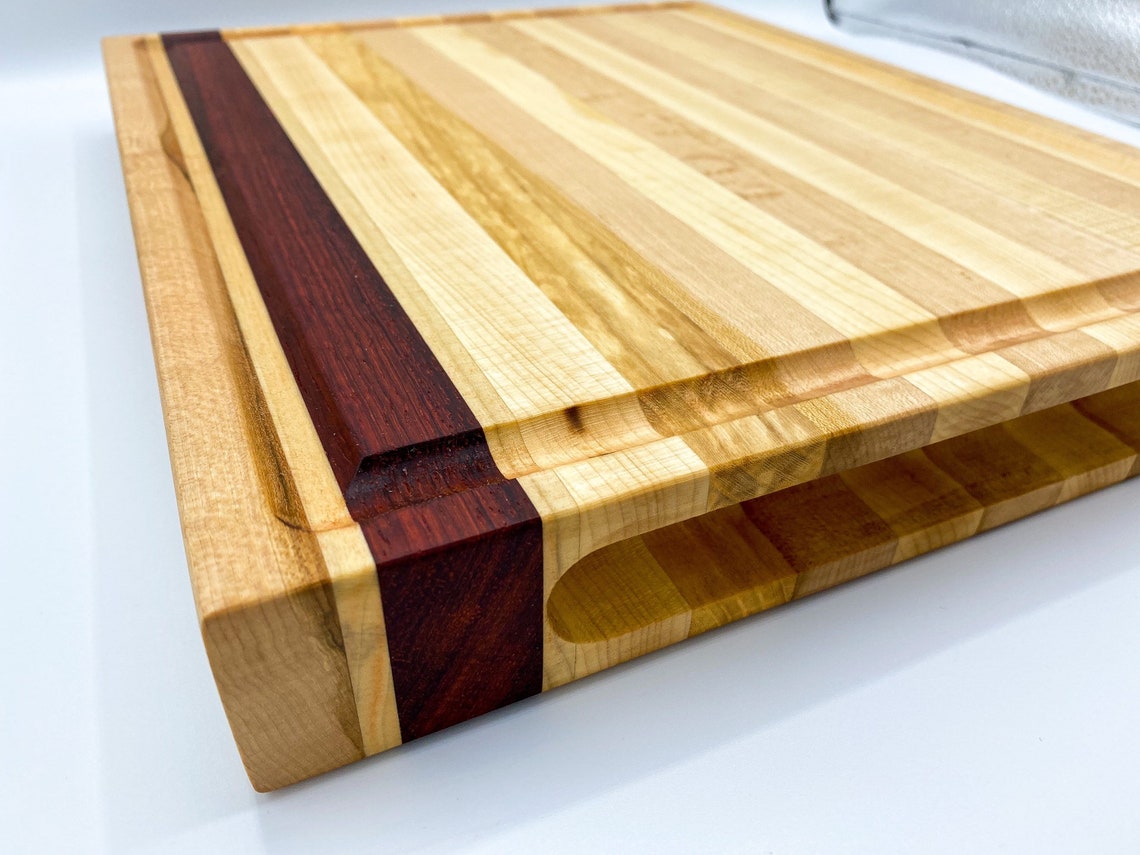 Curly Maple Wood Edge Grain Butcher Block Cutting Board Etsy