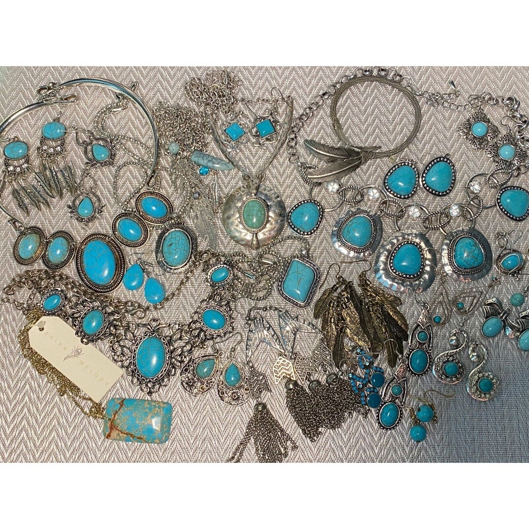 Turquoise Southwestern Costume Jewelry Lot Necklace Bracelet Etsy