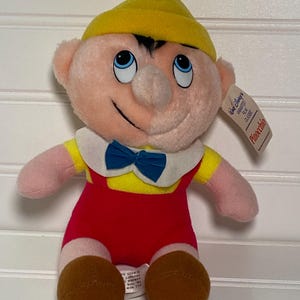 Vintage Walt Disney Pinocchio Stuffed Doll Plush 1980s New w/ Tags Disneyana Disney World Stuffed Animal