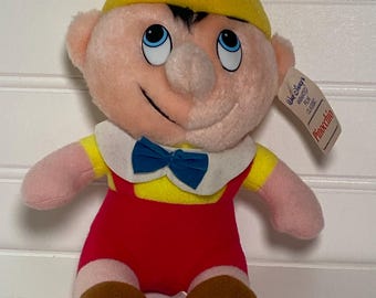 Vintage Walt Disney Pinocchio Stuffed Doll Plush 1980s New w/ Tags Disneyana Disney World Stuffed Animal