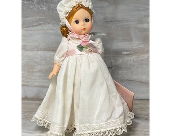 Vintage Madame Alexander Doll Little Nanny Etticoat 8" Storyland Girl Doll #428 White Pink Lace Dress w/Tag Vintage Doll Includes Stand