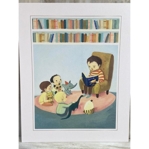 Nursery Art Print Kids Storytime Reading Books Library 8x10 Illustration Picture for Kids Room  Art DREAM WORLD by Emily Winfield Martin