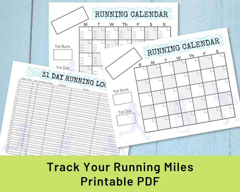 Monthly Running Calendar And Log Download And Print - Etsy France